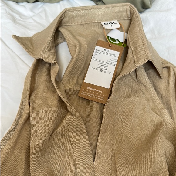 OGL Tops - OGL Women's Beige Button Down Shirt